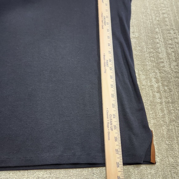 Ralph Lauren Shirt Womens Medium Black V-Neck Top Faux Suede Brown Trim NEW - Picture 3 of 8